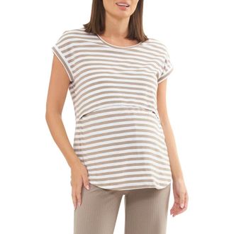 Ripe Lionel Nursing Tee in Taupe /White at Nordstrom, Size Xx-Large Au