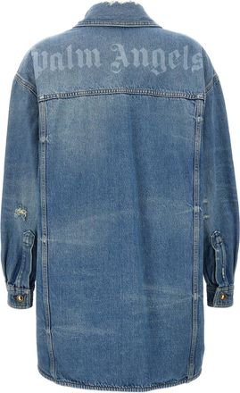 Palm Angels Womens Blue Cotton Denim Jacket Clothing