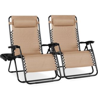 Best Choice Products Set of 2 Extra Wide Zero Gravity Lounge Chair Recliners w/ Cup Holder