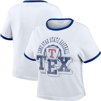 WEAR by Erin Andrews Womens WEAR by Erin Andrews White Texas Rangers Ringer Baby T-Shirt at Nordstrom, Size Medium