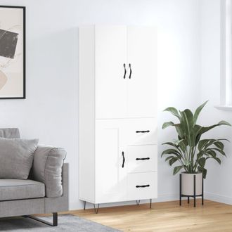vidaXL Vidaxl - Aparador Alto Madera Contrachapada Blanco 69,5x34x180 Cm