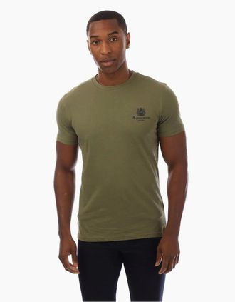 Aquascutum Mens Regular Fit Logo Print Crew Neck T-Shirt - Green/Blue - Size: 2X large