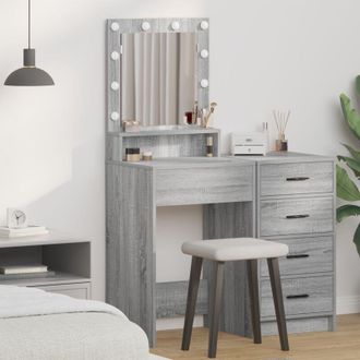 vidaXL Tavolo da Trucco con lo scaffale Grigio Sonoma 50 x 41 x 135 cm - Vidaxl