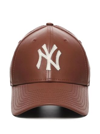 New Era Cappello da baseball con logo in pelle - Marrone