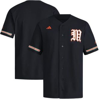 adidas Mens adidas Black Miami Hurricanes V-Neck Baseball Jersey at Nordstrom, Size Medium