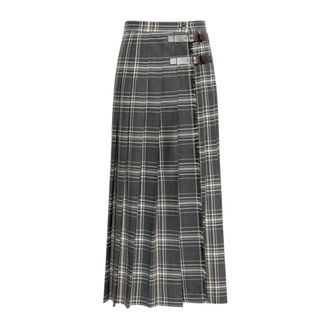 Max Mara Rokken, Dames, Grijs, 2Xs, Wol, Plissirok