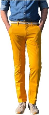 Mason's Slim Fit Katoen Stretch Chino Broek - Heren - Chinos - Geel - L - Katoen - Broeken