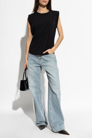 Michael Michael Kors T-shirt With Shoulder Pads, Womens, Black