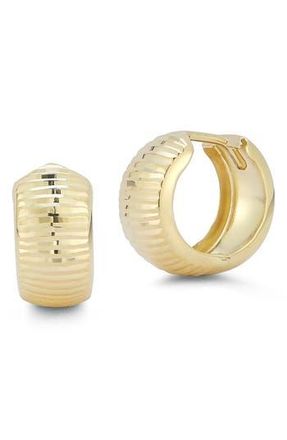 Ember Fine Jewelry Wide Textured Hoop Earrings in Gold at Nordstrom Rack