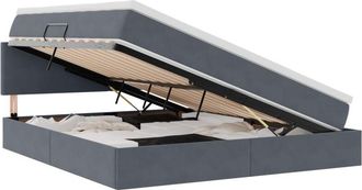 vidaXL Bed with Mattress with LED Dark Grey 180 x 200 cm Velvet vidaXL