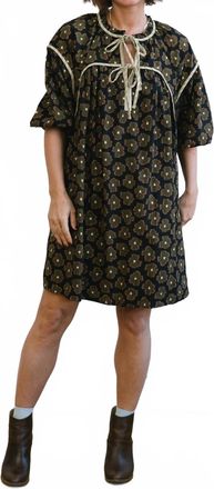 Merci Penny Dress In Black/green
