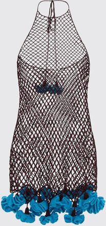 Alaia Crochet Cotton Mini Dress with Halter Neck and Flower