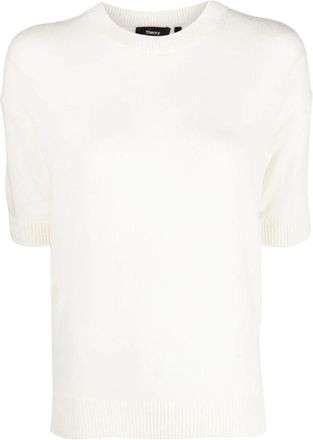Theory Short-Sleeve Cashmere Tee - Dames - Cashmere truien - Wit - XS - Kasjmier - Truien & Vesten