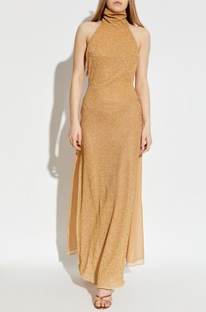 Os&eacute;ree Dress With Lurex Thread, Womens, Gold