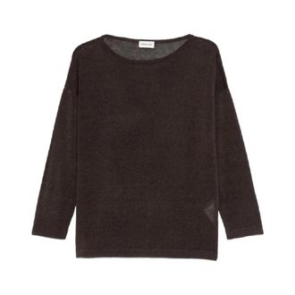P.A.R.O.S.H. Baby Girl Pullover - Dames - Ronde hals truien - Bruin - S - Linnen - Truien & Vesten