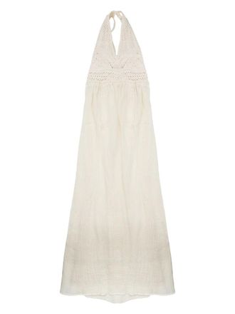 120% Lino Halter Neck Bodice Crochet Dress