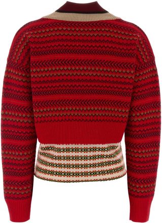 Dries Van Noten Jacquard Wool Viscose Sweater - Red