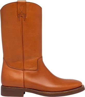 Buttero Stitch Detail Boots - Heren - Cowboylaarzen - Bruin - 41 EU - Leer - Schoenen