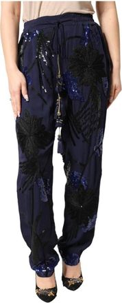 Christian Pellizzari Sequined Tapered Trouser Pants - Dames - Broeken - Blauw - XS - Pailletten - Broeken