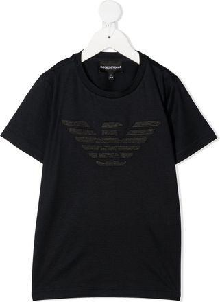 Emporio Armani logo-print short-sleeved T-shirt - kids - Cotton/Lyocell - 8 yrs - Blue