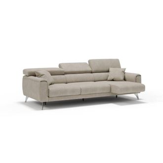 Divani.Store Divani.store - Caravaggio Sofá de 3 plazas extensibles con reposacabezas ajustables en tejido impermeable 244 cm Crema