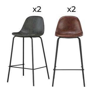 Rendez-Vous D&eacute;co Pack de 4 sillas para isla central marr&oacute;n y gris/negro 65 cm