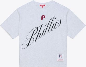 Mitchell & Ness Womens Mitchell & Ness Heather Gray Philadelphia Phillies Script Cropped Boxy T-Shirt at Nordstrom, Size Xx-Large