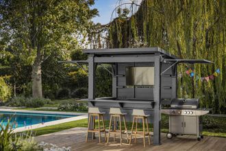 Keter Bar B Q Gazebo Gris De Resina Para Jardin