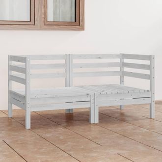 vidaXL Sof&aacute; De Jard&iacute;n 2 Plazas Madera Maciza Pino Blanco Vidaxl
