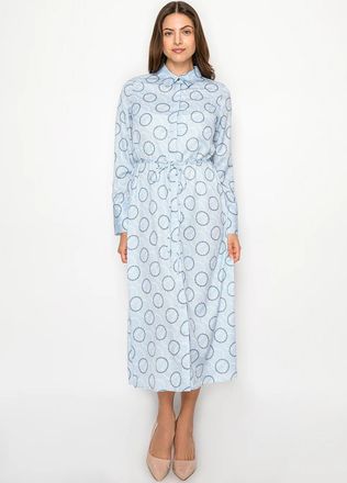 YAL New York Sky Blue Chain Print Shirt Dress