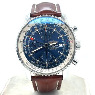 Breitling Pre-owned Breitling Navitimer World Gmt Chronograph GMT Automatic Chronometer Blue Dial Mens Watch A24322121C1X2