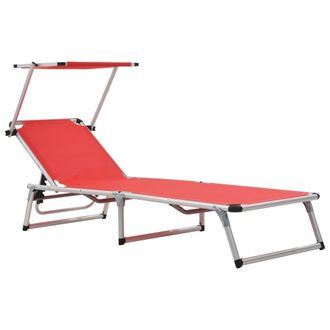vidaXL Tumbona Plegable Con Techo Aluminio Y Textileno Roja Vidaxl
