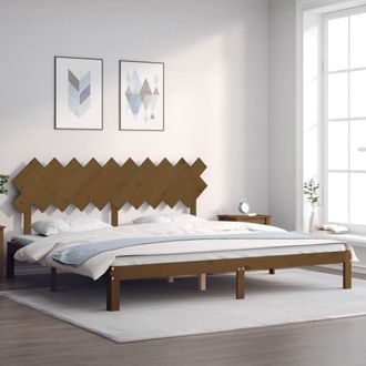 vidaXL Estructura Cama Y Cabecero Madera Maciza Marr&oacute;n Miel 200x200 Cm Vidaxl