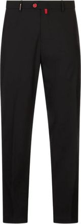 Kiton Broek met elastische tailleband - Heren - Slim Fit Broeken - Zwart - W36 - Wol - Broeken