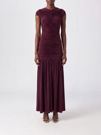 Rotate Abito midi drappeggiato in jersey con scollo a V e vita arricciata