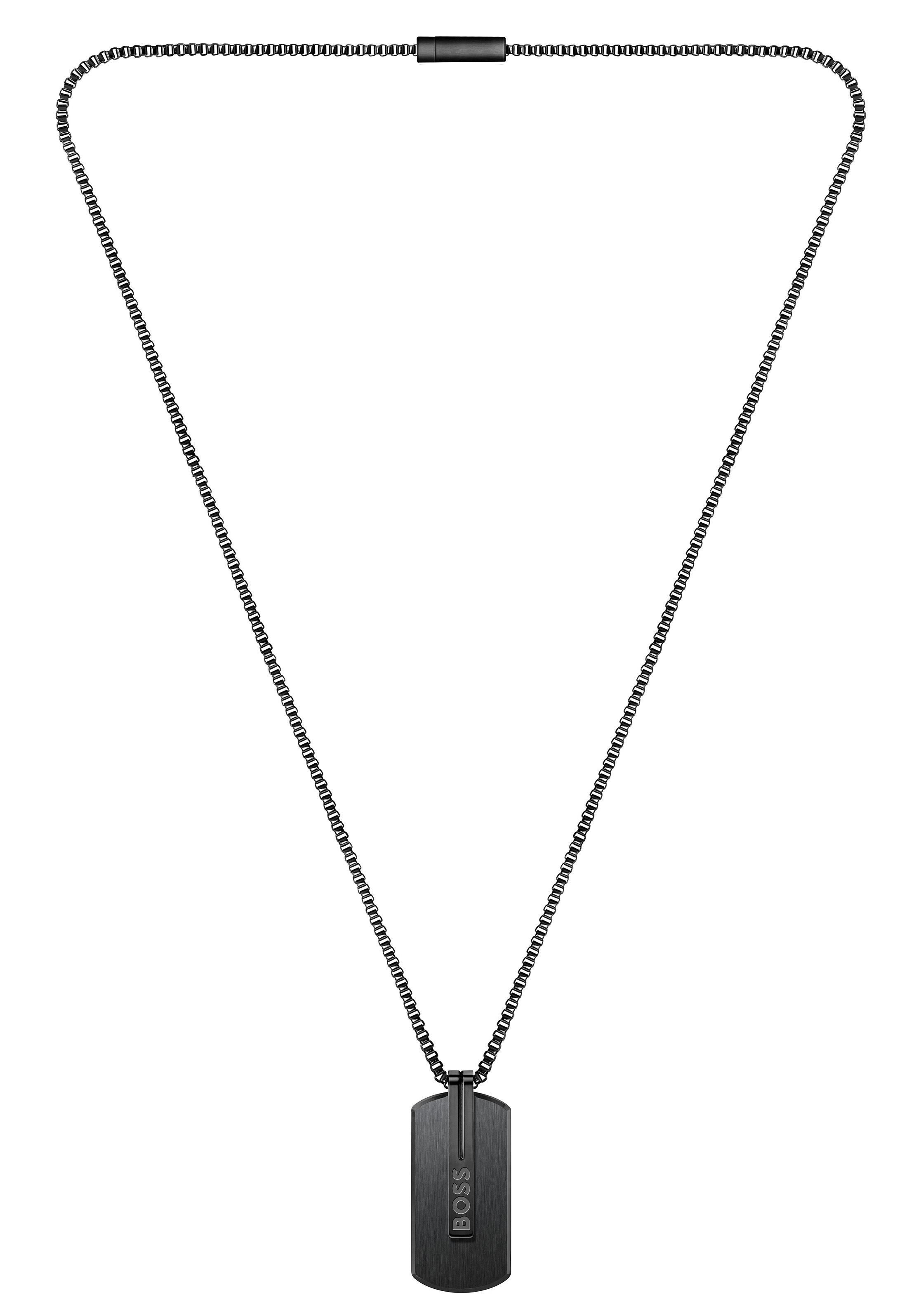 Flongo Herrenkette Mit Kreuz & Rose Anhänger – 56cm Edelstahl-Kette, Silber, Biker-Style