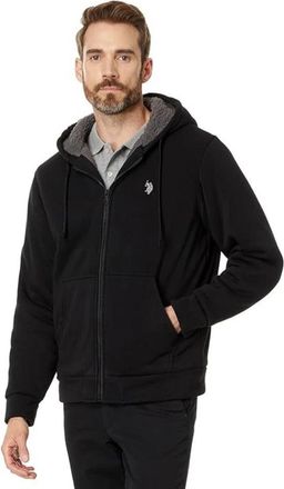 U.S.Polo Association U. S. POLO ASSN. Hoodie Men Black Full Zip Fleece Lined Long Sleeve GBO3348