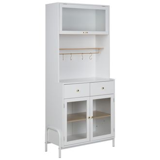 Beliani Beliani - Armario Decorativo Con Cajones Y Vitrina De Vidrio Blanco Parlin
