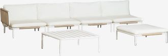 Sklum Conjunto De Jard&iacute;n Con Sof&aacute; Modular Esquinero De 4 Piezas, Mesa De Centro Y Puff En Acero Roubly Sklum