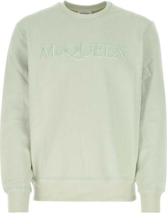 Alexander McQueen Light Green Embroidered Logo Sweatshirt