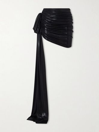 Norma Kamali Minigonna In Lam&eacute; Stretch Con Drappeggio Diana Pickleball - Nero