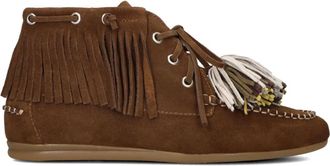 Toral Shoes Stijlvolle Cognac Su&egrave;de Enkellaarsjes - Dames - Veterlaarzen - Bruin - 37 EU - Su&egrave;de - Schoenen