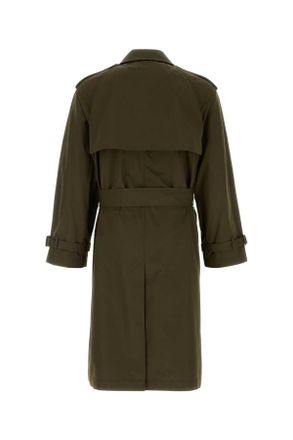 Burberry Mens Olive Green Cotton Trench Coat Marsh