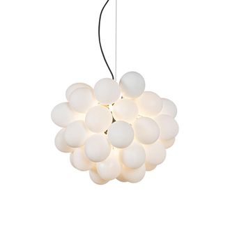 QAZQA Dise&ntilde;o L&aacute;mpara Colgante Art Deco Negra Con Cristal Opal 8 Luces Redonda - Uvas Vidrio /acero Esfera Adecuado Para Led Max. 8 X 28 Watt - Qazqa
