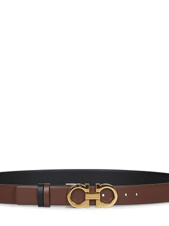 Ferragamo Womens Belt Gancini Reversible Cocoa Brown Leather Calf
