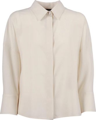 Fabiana Filippi Camicia Cropped Manica 3/4 Dettaglio Filo Diamante Tagli - Dames - Overhemden - Beige - XS - Overhemden