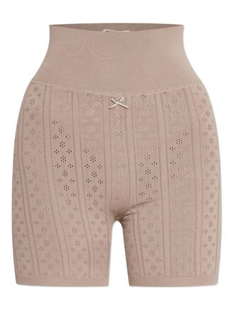 J.W.Anderson ribbed bow shorts - women - Viscose/Polyester/Other fibres/Spandex/Elastane - S - Neutrals
