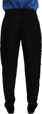 Dolce & Gabbana Mens Black Cotton Stretch Tapered Cargo Pants Elastane