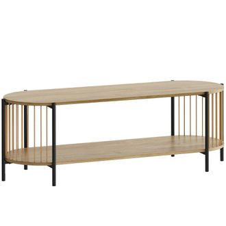 HOMCOM Mueble para tv 124x43.5x41 cm madera natural