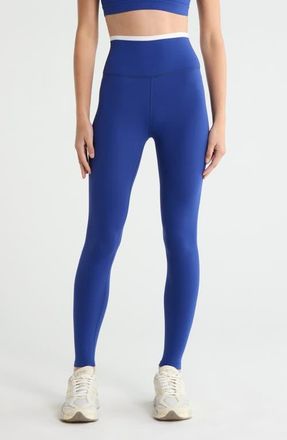 SPLITS59 Dual High Waist Airweight 7/8 Leggings in Cobalt/white at Nordstrom, Size X-Large